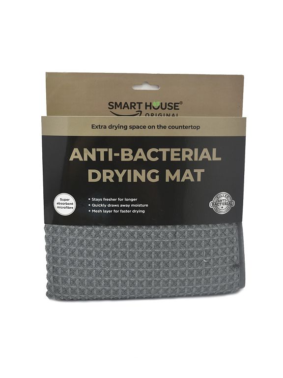 Коврик для посуды 41х46 Anti-Bacterial (серый)